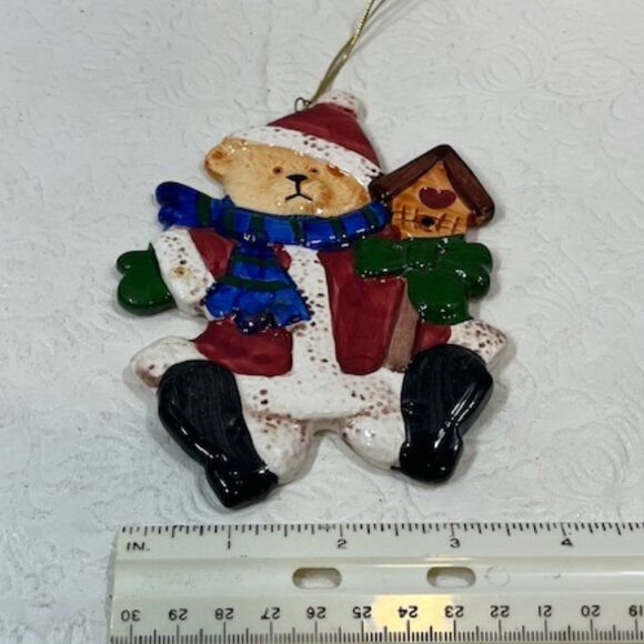 Ceramic Christmas Santa Bear Tree Hanging Holiday Ornament 4"x5" - Picture 8 of 12